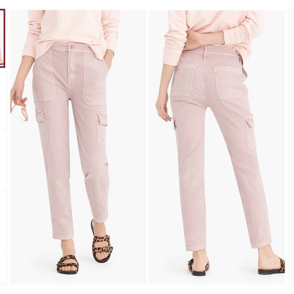 NWT J. Crew The Straight Leg Cargo High-Rise Pants in Pebble -Size 31